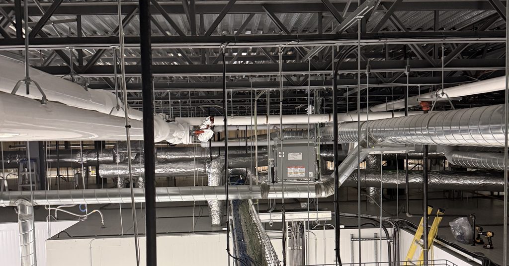 Inside a large industrial facility in Greater Sudbury serviced for duct cleaning