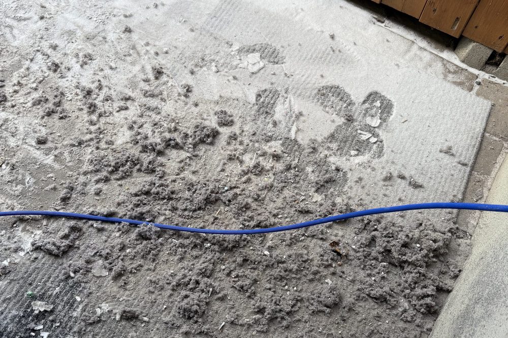 Lint cleared out of a dryer vent by Greater Sudbury Duct Cleaning